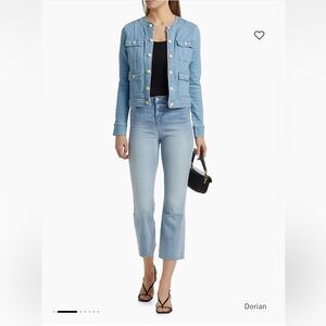 L’AGENCE Kendra Flared Cropped High Rise Raw Hem Jeans In Dorian Size 32